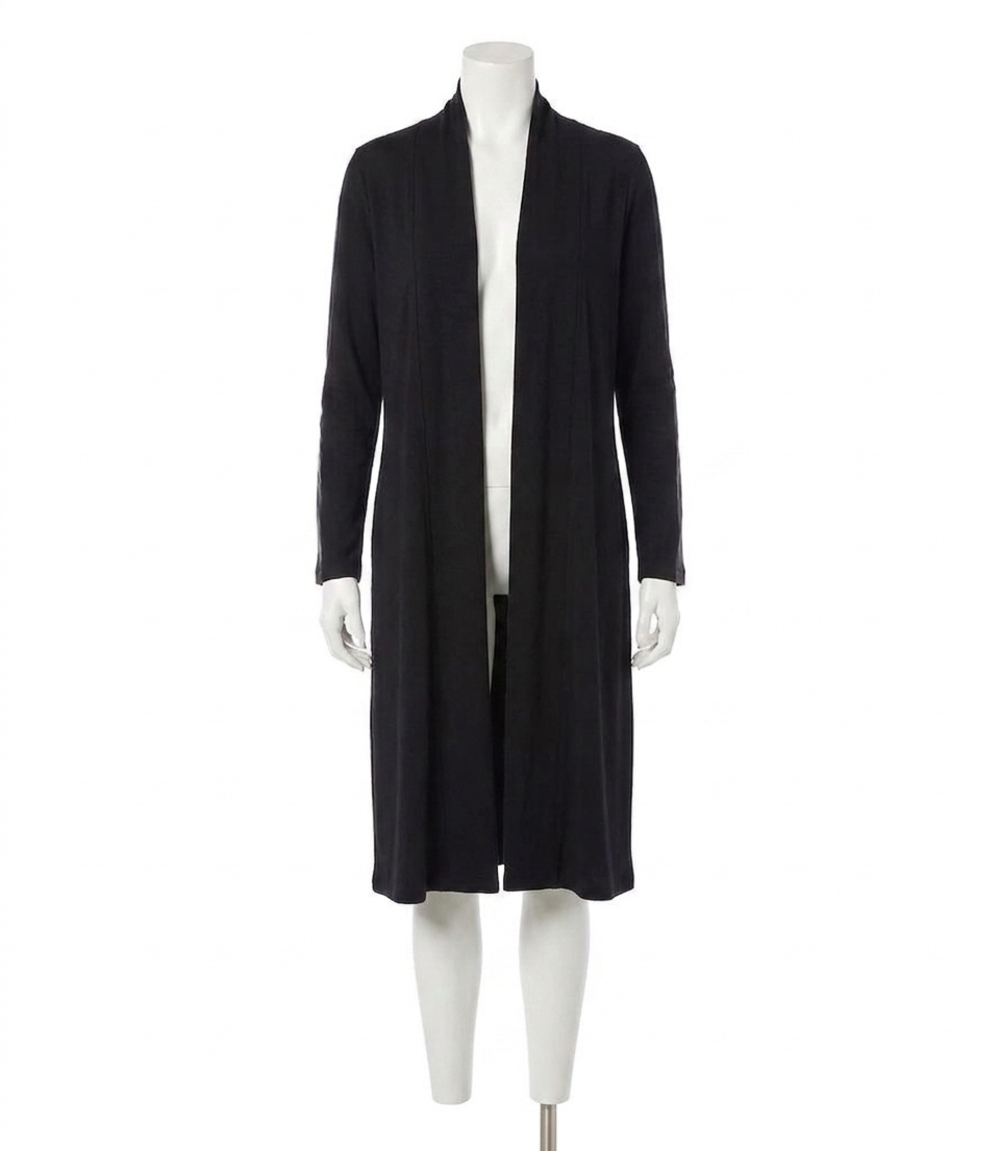 NEW KAREN KANE belita faux leather patch cardigan in black